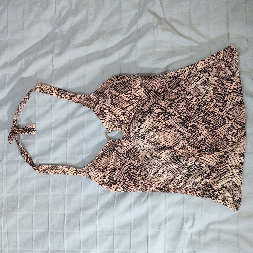 Snake Print Halter Top Calvin Klein